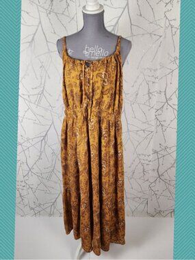 Devoted Yellow Floral Paisley Smocked Waist Strappy Maxi Dress